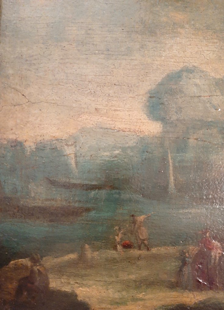 Scuola Italiana (XVII) - Paesaggio con Rovine Antiche e Figure #3.2