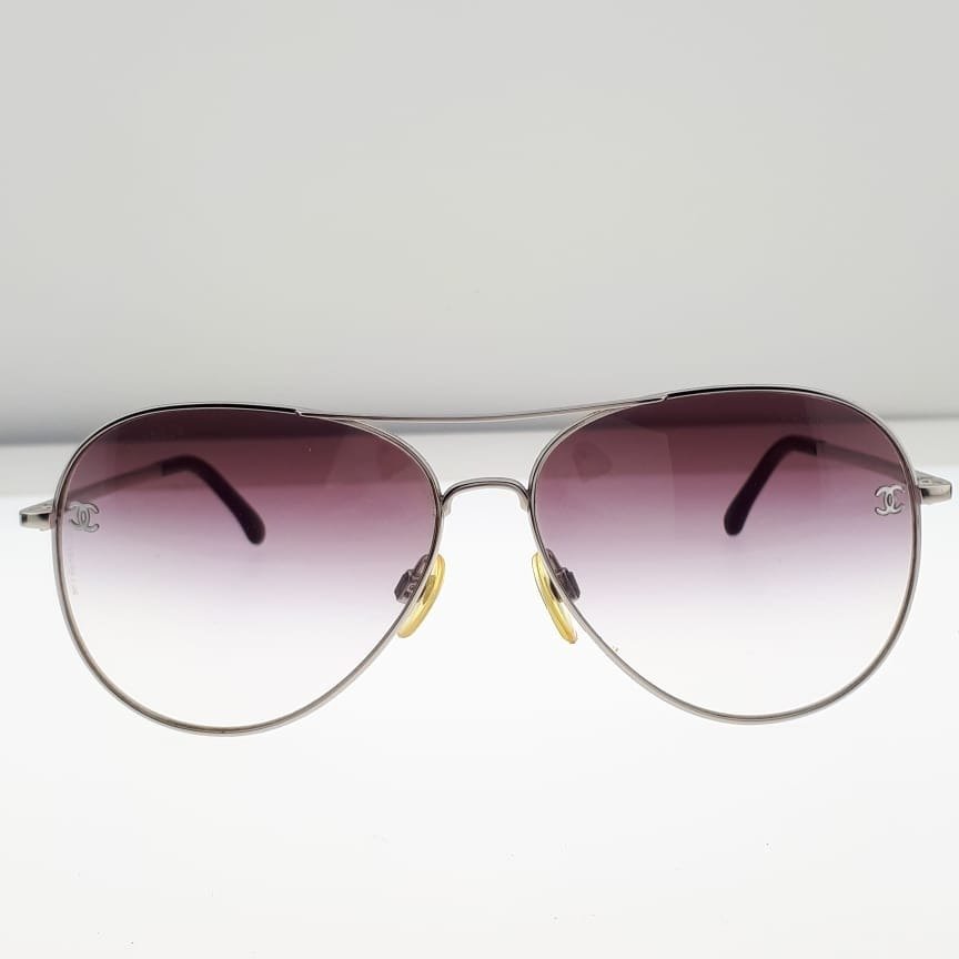 Chanel - Aviator Full Metal Rim with Violet Tone Gradient Lenses & Metal Temples with Black Acetate Temple - Sonnenbrille #2.1