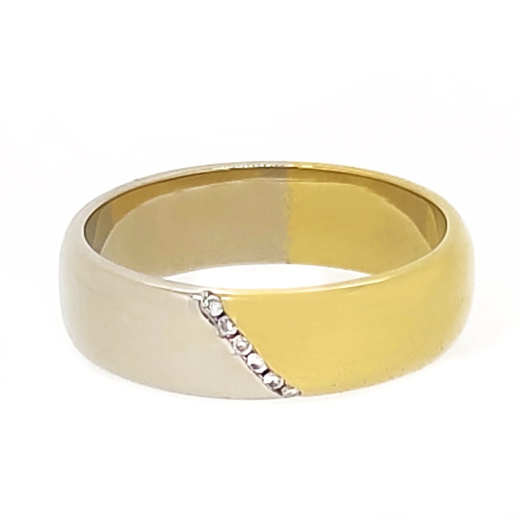 Δαχτυλίδι - 18 καράτια Κίτρινο χρυσό, Λευκός χρυσός -  0.03ct. tw. Διαμάντι #1.2