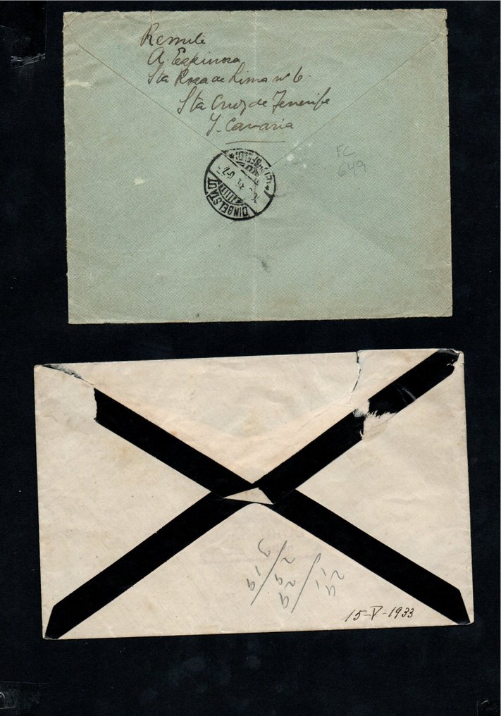 Espagne 1931/1936 - Histoire postale. Comprend le courrier express, certifié, divisé en deux, censuré, etc., sous forme #1.2