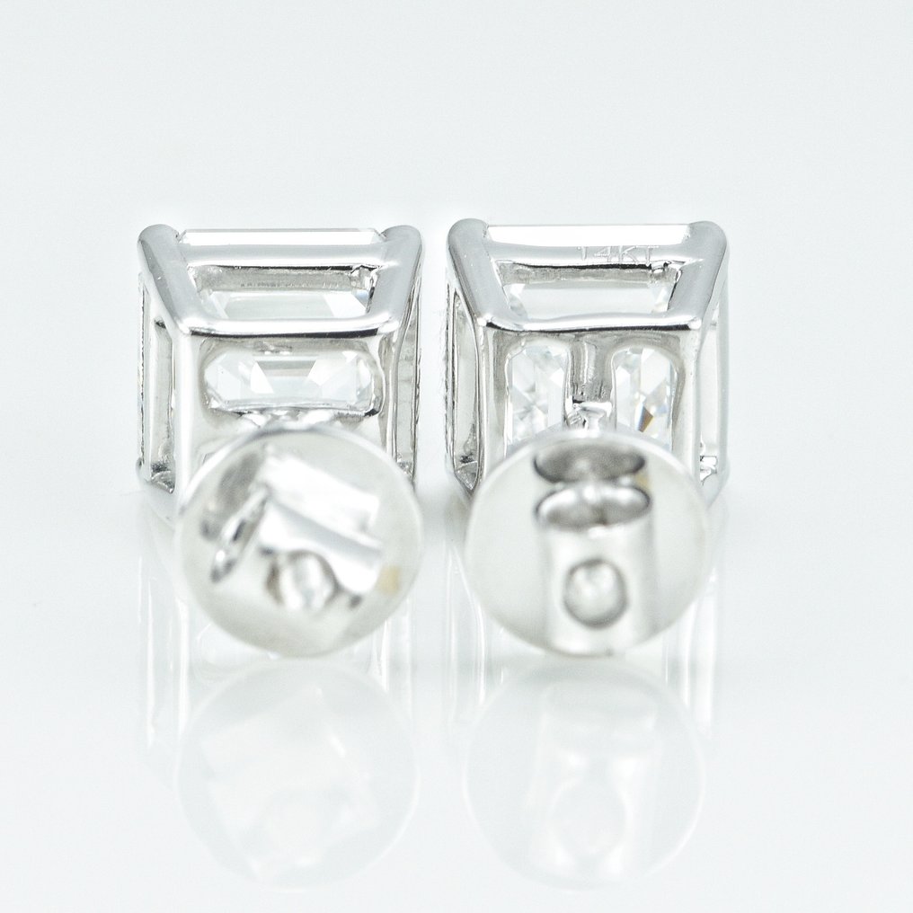 小型钉状耳环 - 14K包金 白金 -  4.15 tw. 钻石  (实验室培育) #1.2