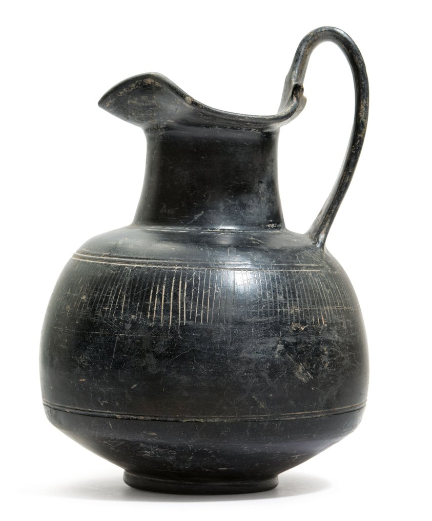 Etruski Terakota Bucchero ware oinochoe - 20.9 cm #2.1