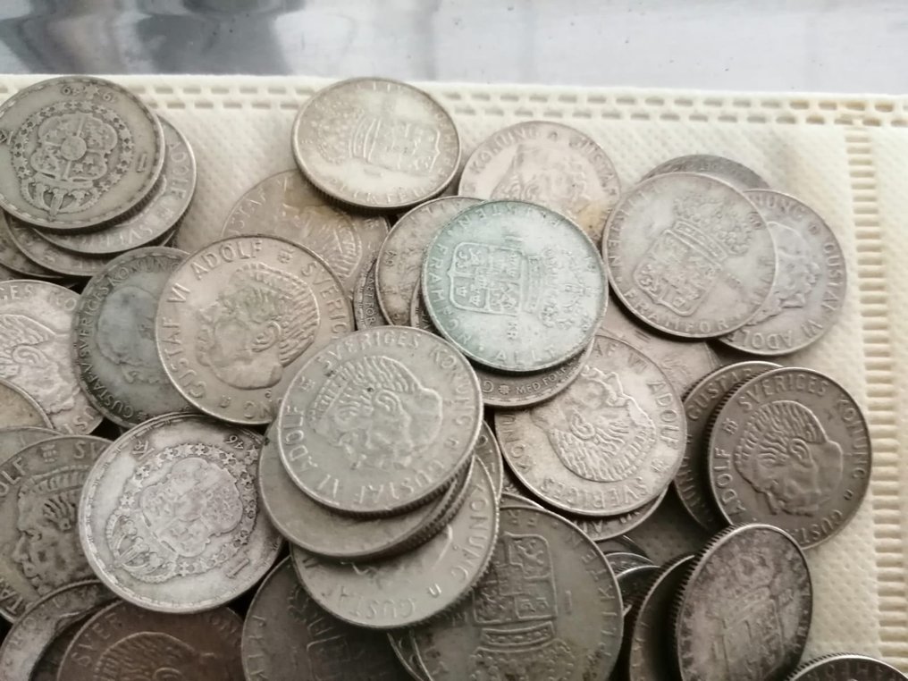 Sverige. Lot of 800g silver Swedish 1 Krone coins from the years 1942-1968 #1.2