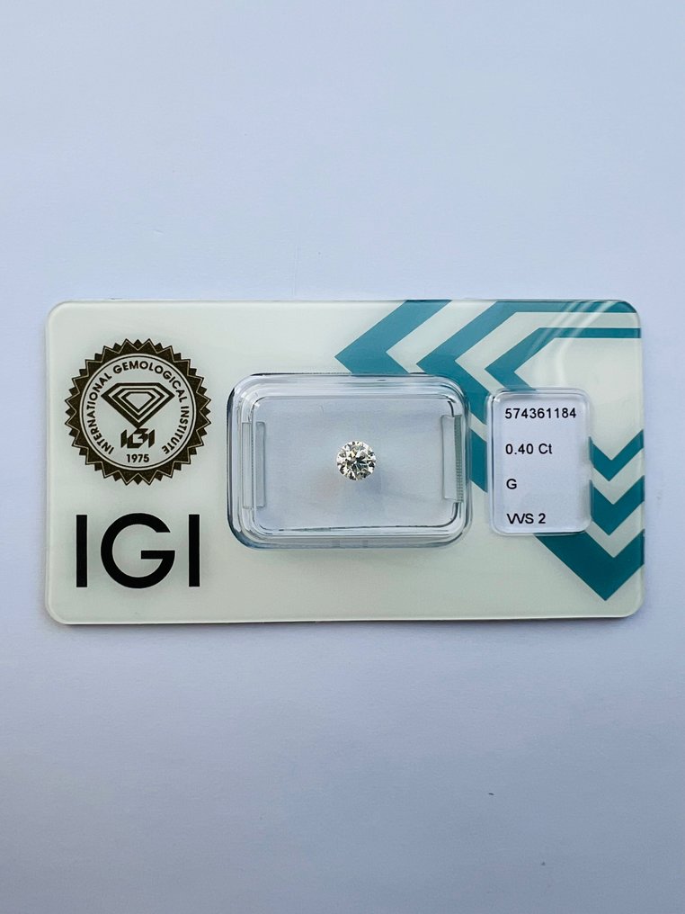1 pcs Diamant  (Natürlich)  - 0.40 ct - G - VVS2 - International Gemological Institute (IGI) #1.1