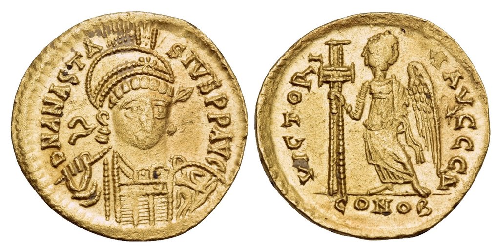 拜占庭帝国. 阿纳斯塔修斯一世（公元491-518）. Solidus Constantinople, 4th officina (Δ), 491-498 #1.1