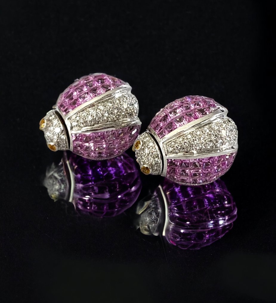 Zorab Jewelry - Earrings Amazing  18k Gold Ladybird  Earrings with 5 Carats Diamonds 30 Grams Diamond #1.1