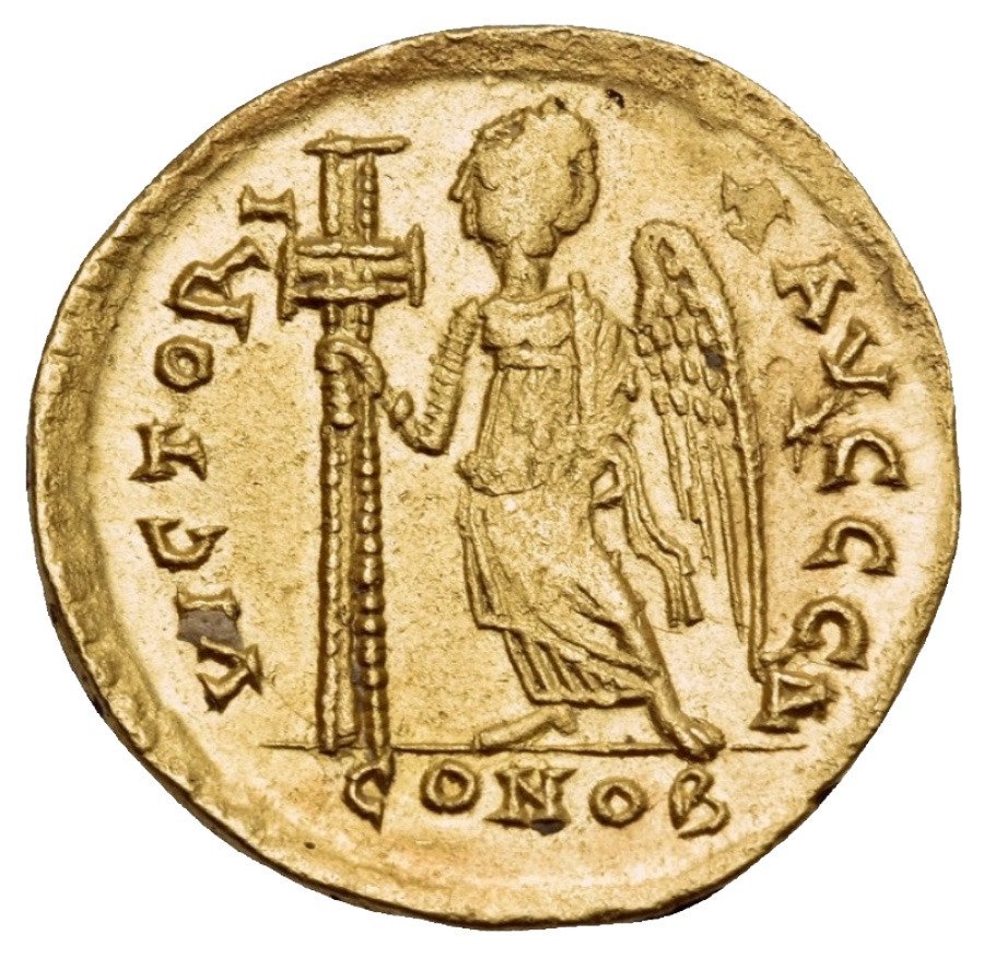 拜占庭帝国. 阿纳斯塔修斯一世（公元491-518）. Solidus Constantinople, 4th officina (Δ), 491-498 #2.2
