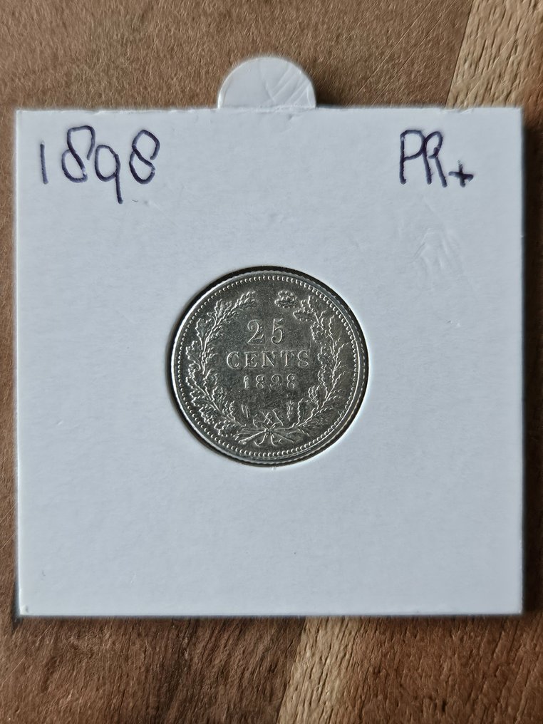 Nederland. Wilhelmina (1890-1948). 25 Cents 1898 #1.1