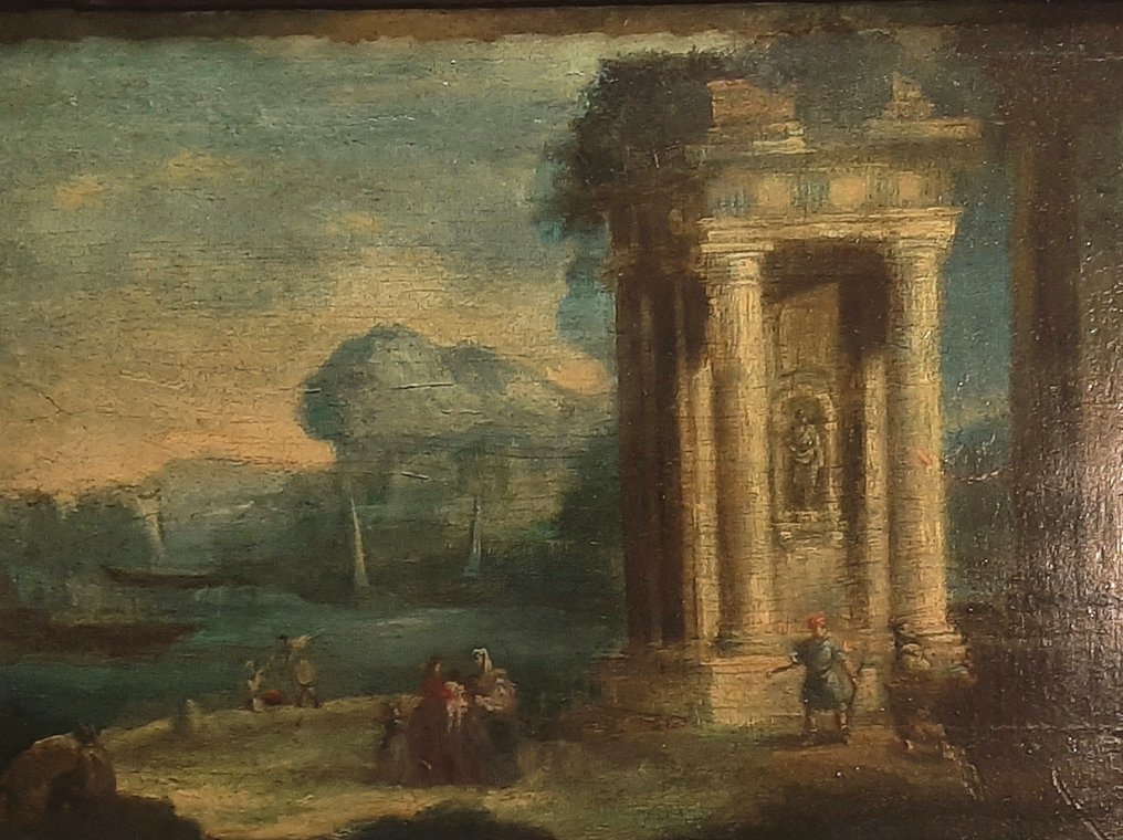 Scuola Italiana (XVII) - Paesaggio con Rovine Antiche e Figure #2.2