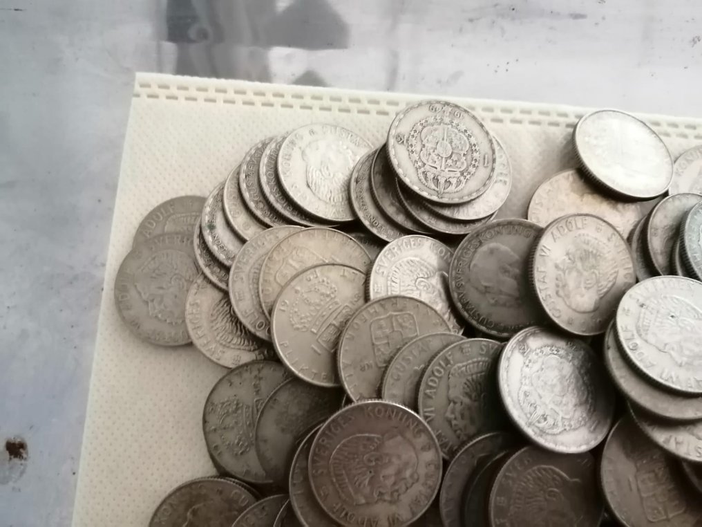 Sverige. Lot of 800g silver Swedish 1 Krone coins from the years 1942-1968 #3.1