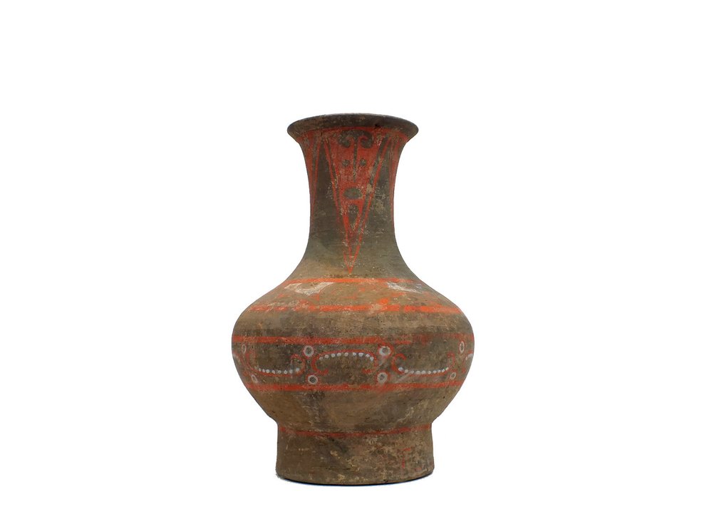 Terracotta Sehr seltener und brillant bemalter Keramik-Hu-Topf, mit TL-Test - 31 cm #1.1