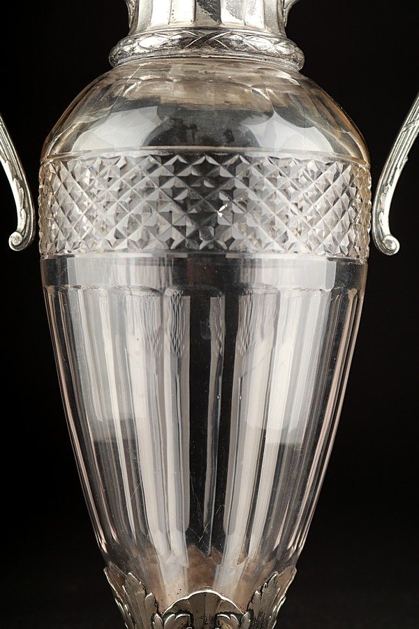 Lutetia - Vase  - Sølvbelagt, Kutt glass #2.1