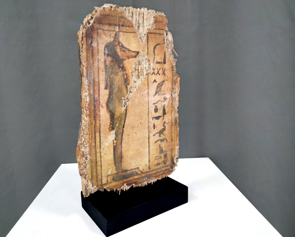 古埃及复制品 木 代表荷鲁斯四人组的纸盒片段，杜阿穆特夫 - 33 cm #3.1