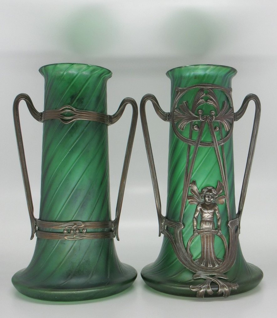 Vase (2) -  Art Nouveau vaser c1900  - Glass #2.1