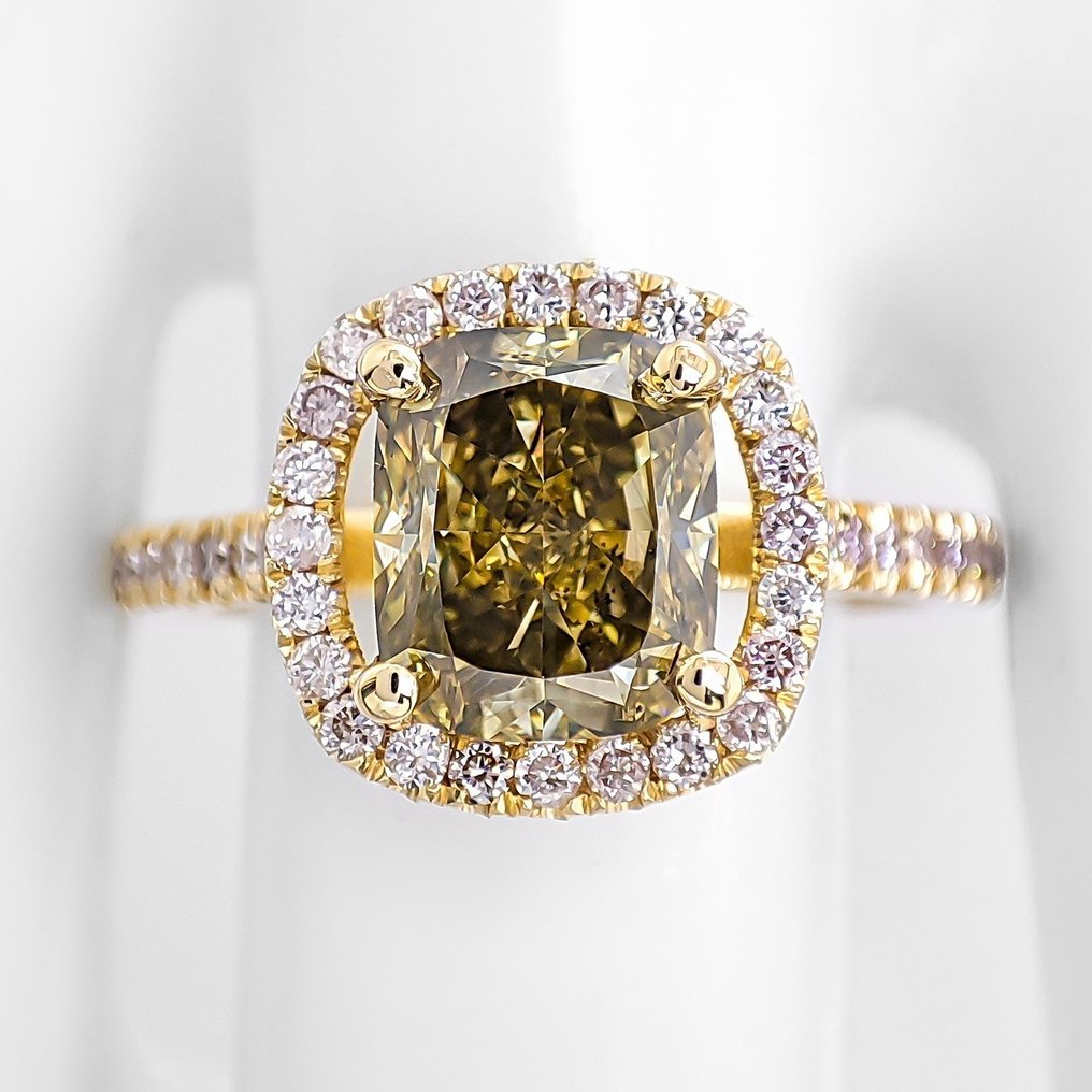 Anel Ouro amarelo -  2.38ct. tw. Cinzento Diamante  (Colorido natural) #1.2