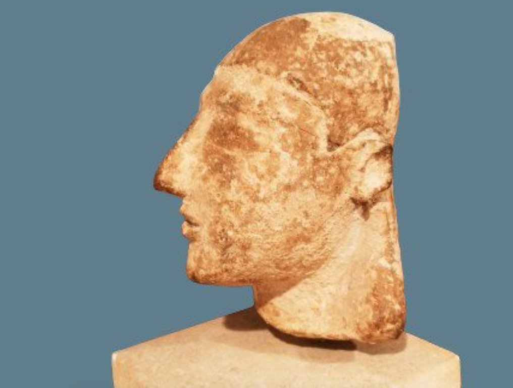 zypriotisch Terracotta Kopf eines Kouros - 11.4 cm #1.1