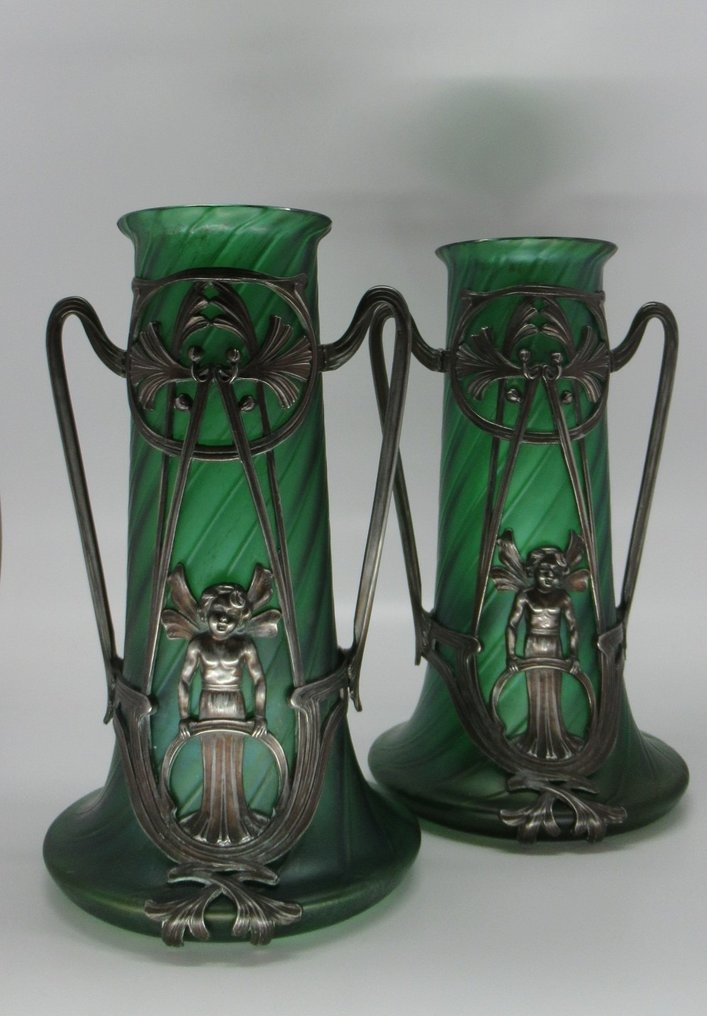 Vase (2) -  Art Nouveau vaser c1900  - Glass #1.2