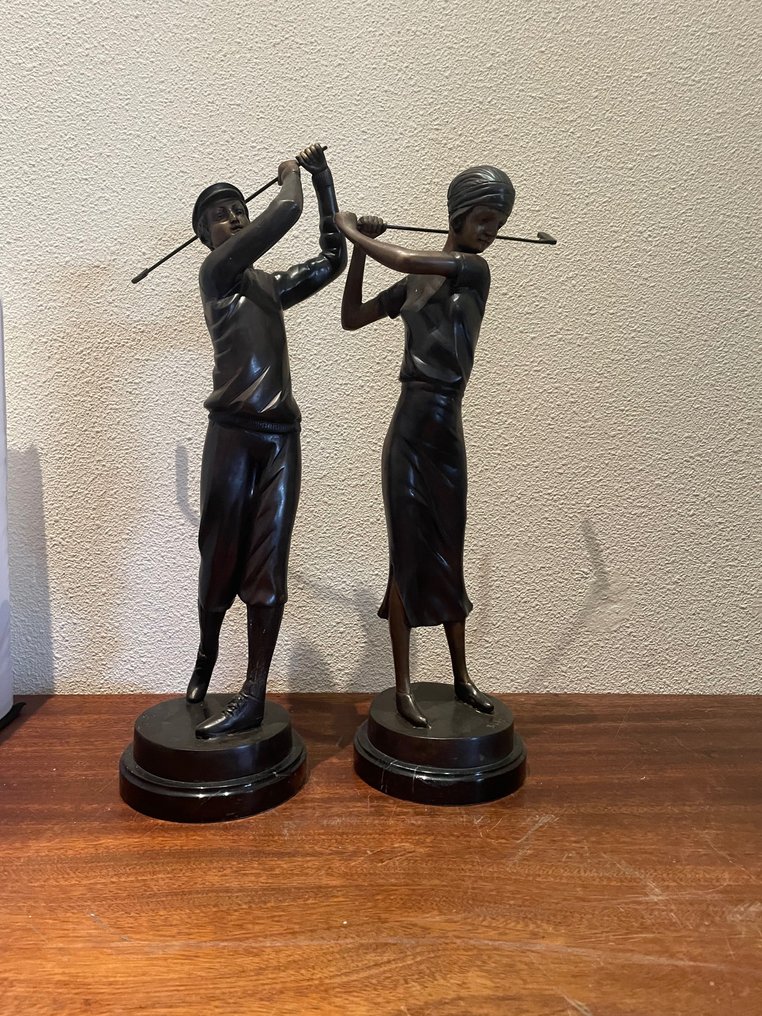 Brinks - Escultura, Twee golfers - 51 cm - Bronce #1.2