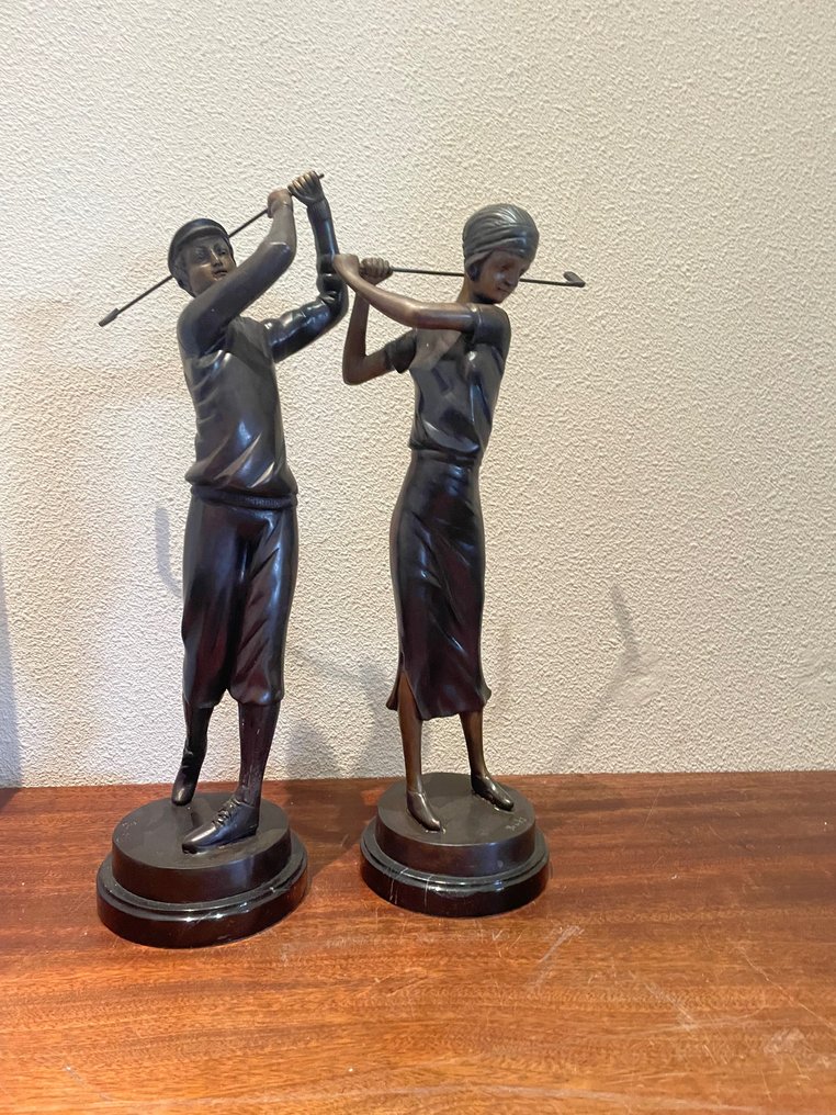 Brinks - Escultura, Twee golfers - 51 cm - Bronce #1.1