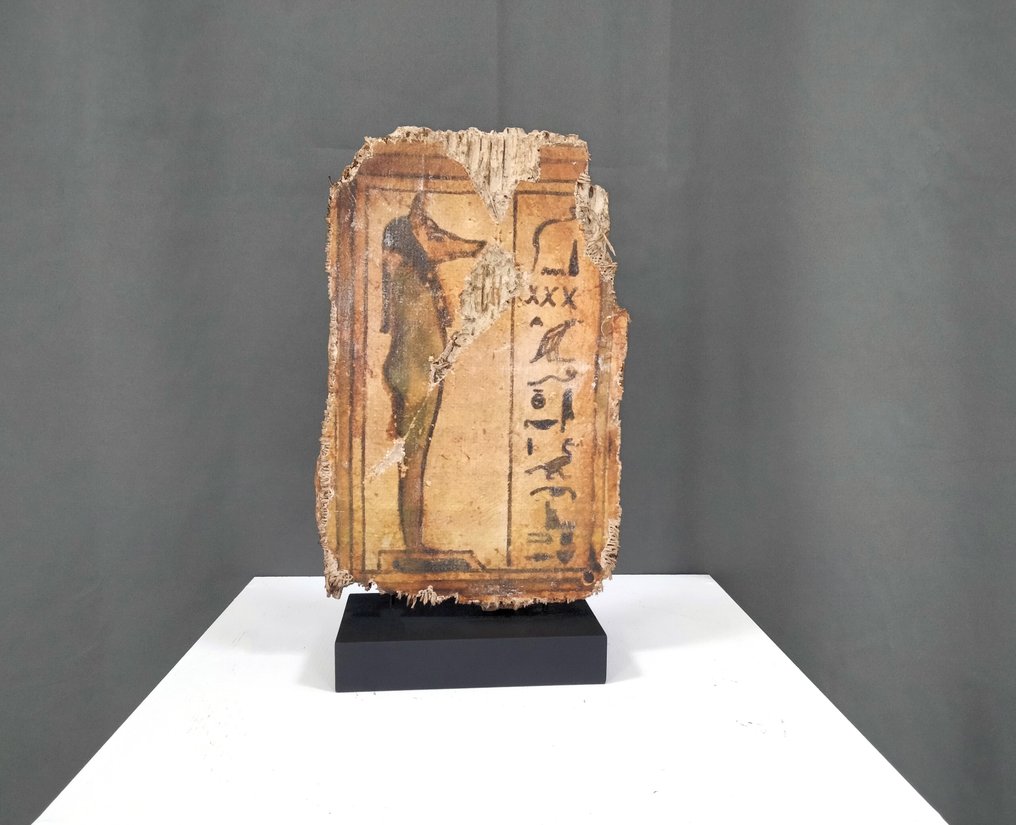 古埃及复制品 木 代表荷鲁斯四人组的纸盒片段，杜阿穆特夫 - 33 cm #1.1