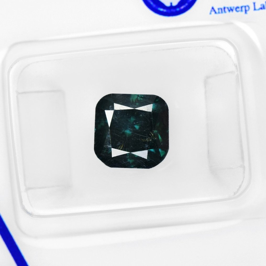 鑽石 - 2.51 ct - 方形, 枕形 - Fancy Dark Bluish Green - I1 #1.2
