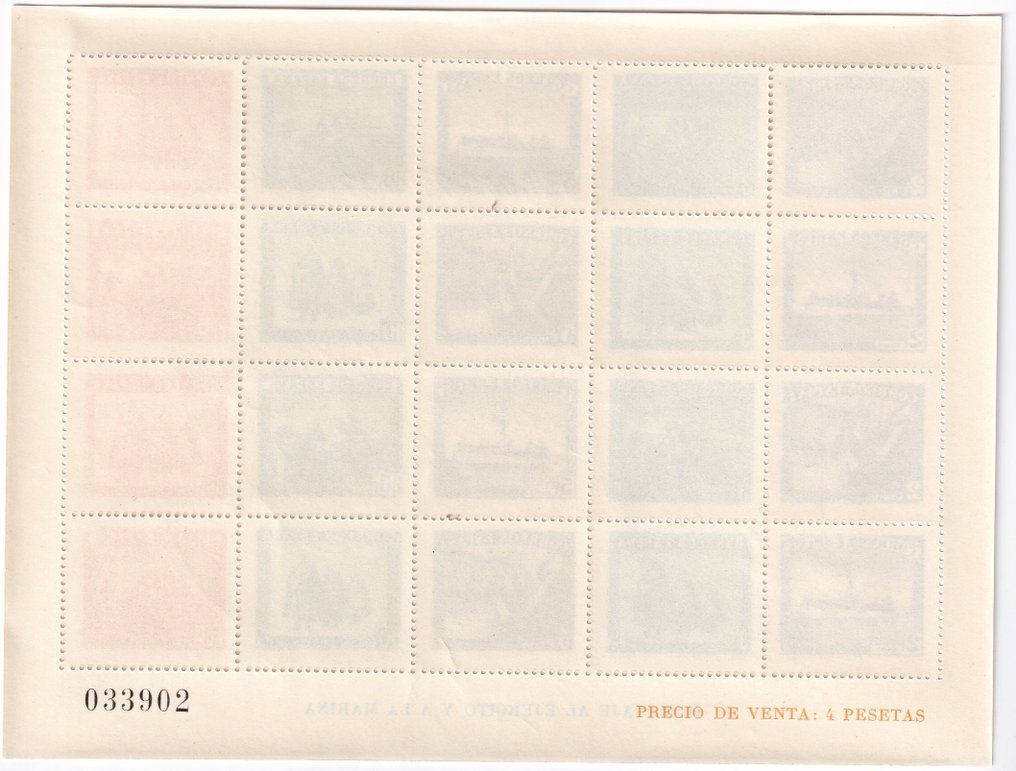 Espagne 1938 - Hommage Armée et Marine - 3 feuilles - numérotation corrélative - Edifil 849 #2.1