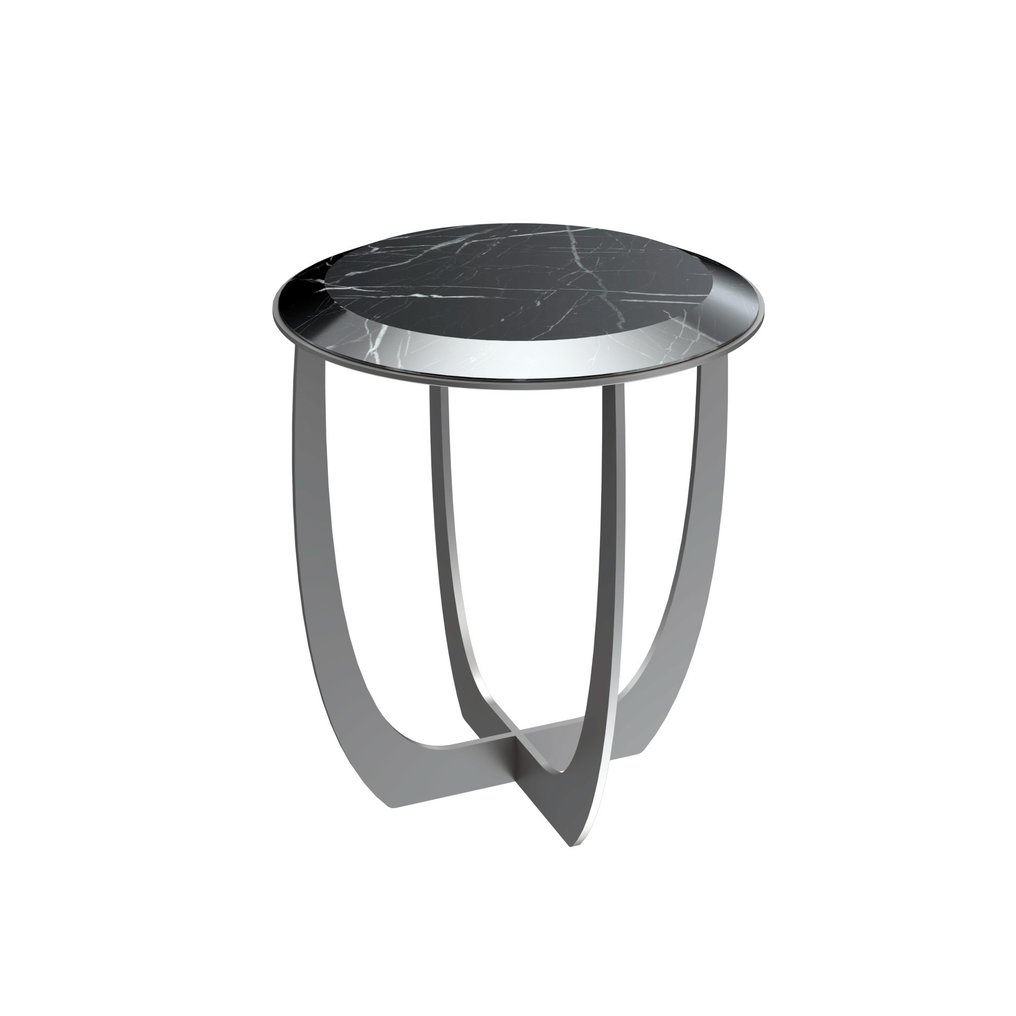 WM METAL DESIGN - William Mulas - 咖啡桌 - 黑色 Marquinia 的“Valentine”圓形咖啡桌 - 大理石, 金屬 #1.1