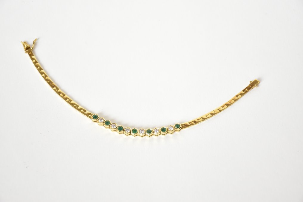 Arm ring - 18 kt. Yellow gold Emerald - Diamond  #2.2