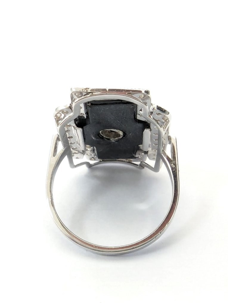 Ring - 18 kt. White gold Diamond  (Natural) - Onyx #2.1
