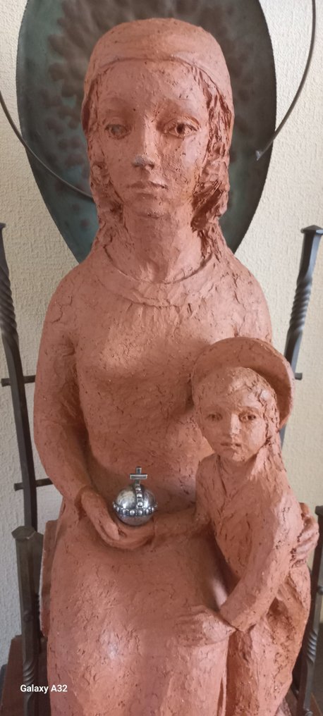 雕像, Madonna met Kind op Troon - 80 cm - 陶器 - 1963 #1.2