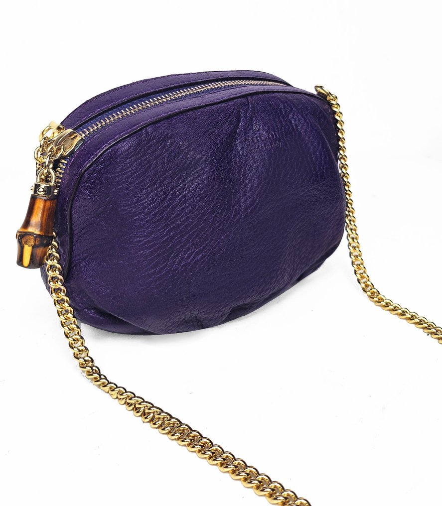 Gucci - Minibag in Pelle Viola con Bambù e Catena - Bolso de hombro #1.2