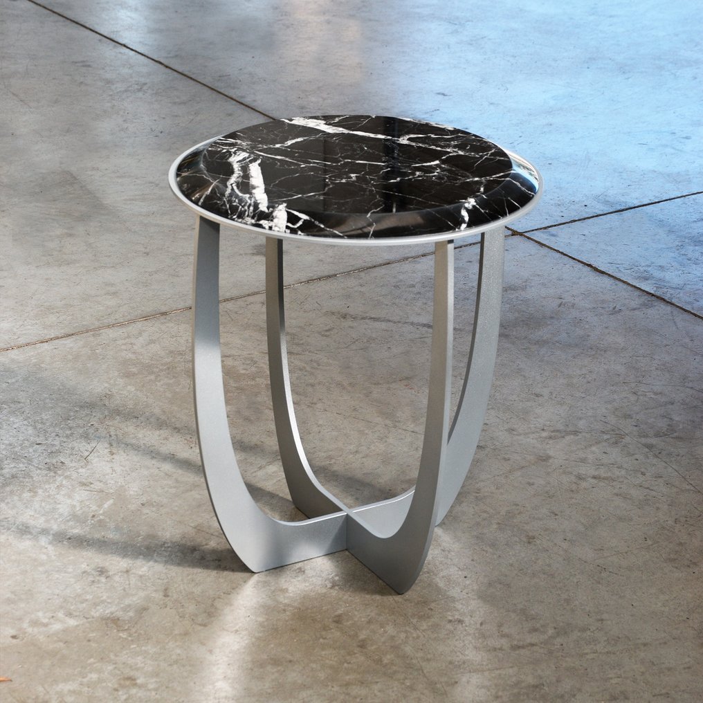 WM METAL DESIGN - William Mulas - 咖啡桌 - 黑色 Marquinia 的“Valentine”圆形咖啡桌 - 大理石, 金属 #2.1