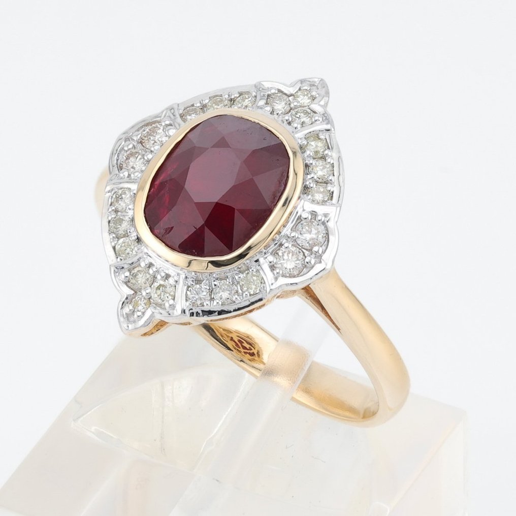 "ALGT" - (Ruby) 2.39 Ct, & Diamond Combo - 14 kt zweifarbig - Ring #1.2