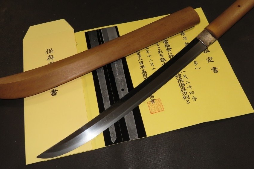 Katana - Aço Tamahagane - Naginata w/NBTHK Hozon Judgment paper , White Sheath : Uda : A2-621 - Japão - Período Muromachi (1333 - 1573) #1.1