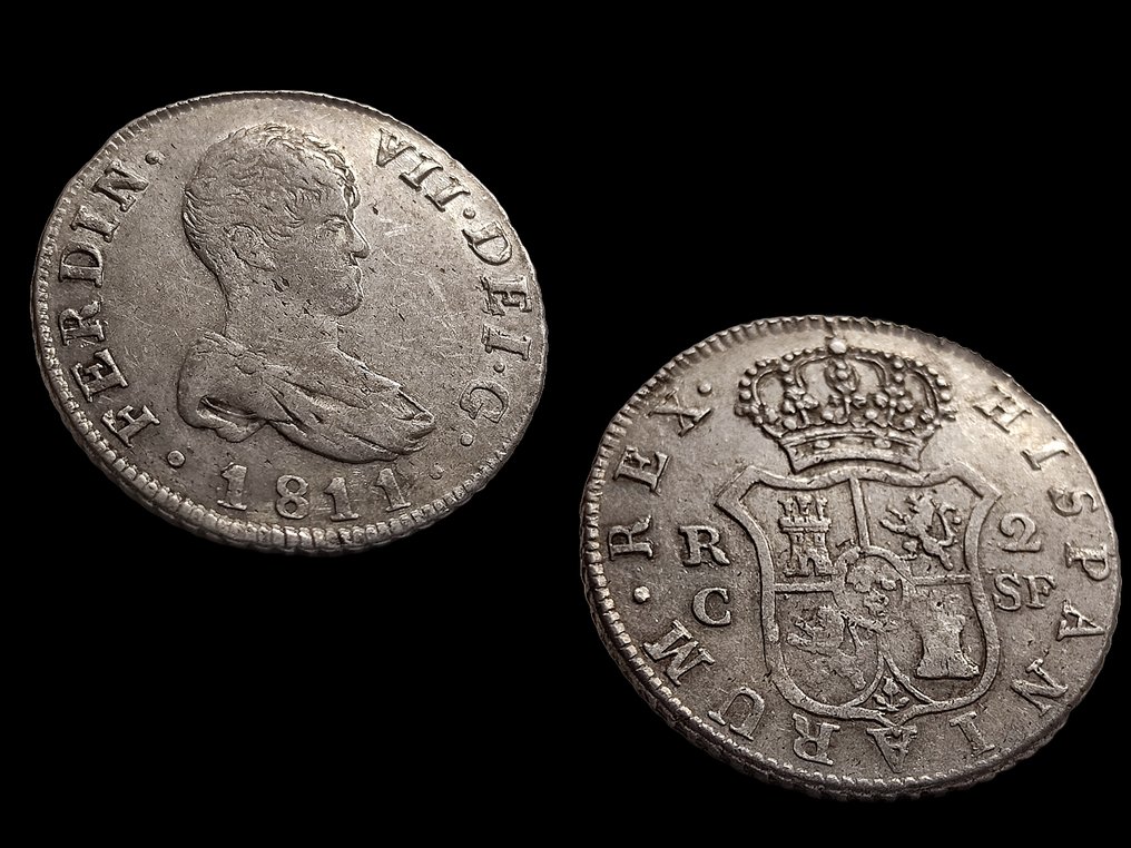 España. Fernando VII (1813-1833). 2 Reales 1811 Cataluña  SF #2.2
