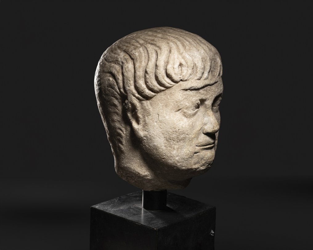 Oud-Romeins, Keizerrijk Marmer Portrethoofd van een man - 26 cm #2.2