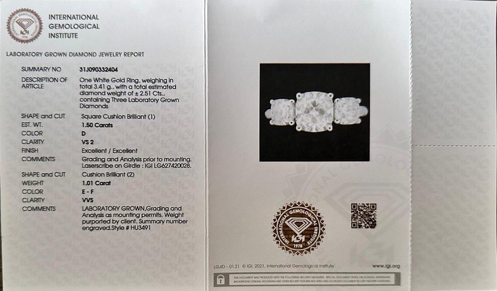 Anillo - 14 quilates Oro blanco -  2.51ct. tw. Diamante  (Lab-grown) - Diamante #2.1
