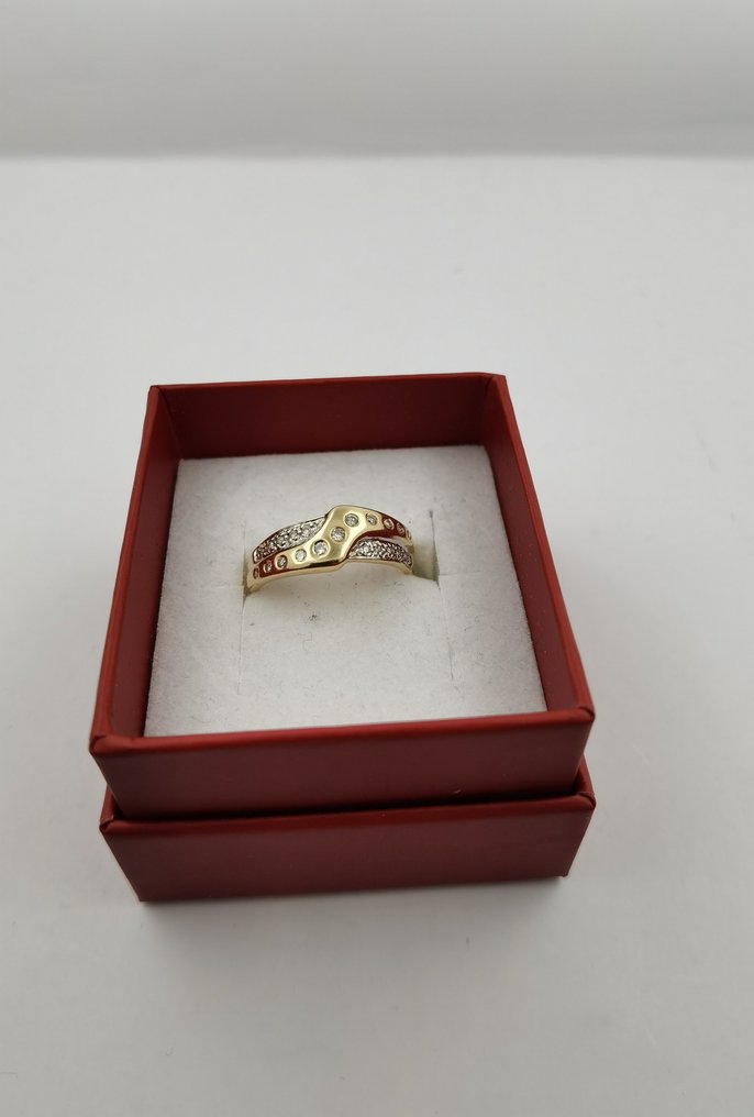 戒指 - 18K包金 黄金 -  0.06ct. tw. 钻石  (天然) - 钻石 #1.2
