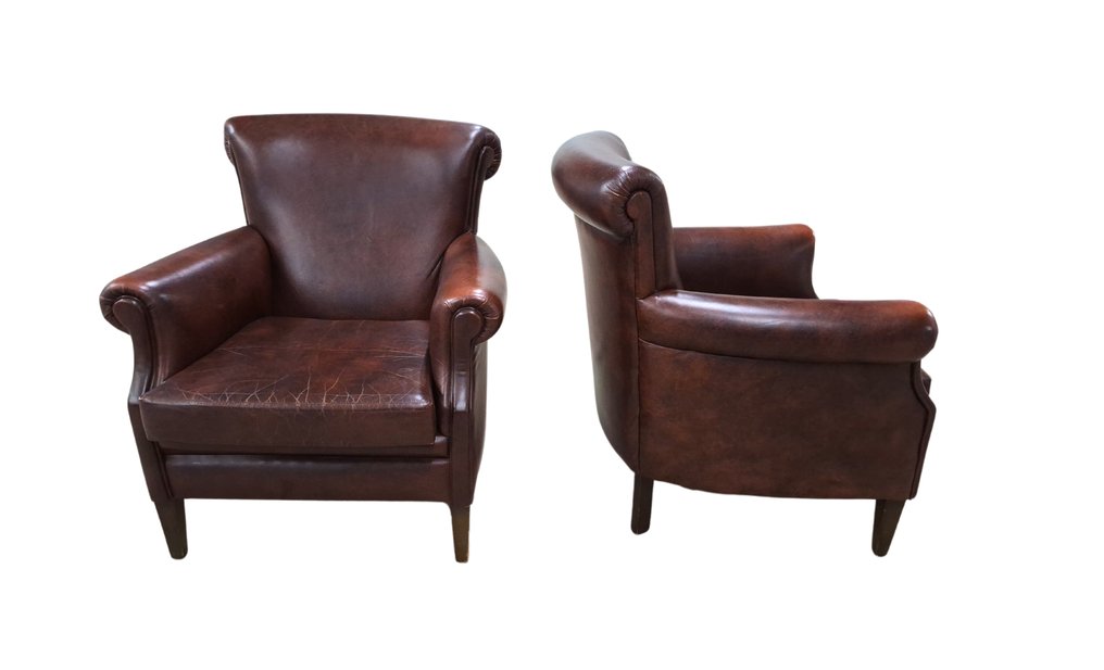 Armchair - Two leather club armchairs - Club Armchairs #1.1