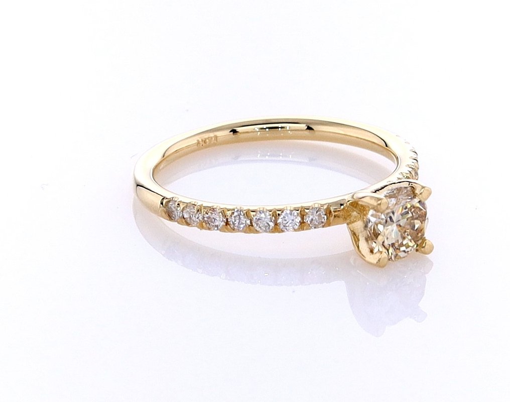 戒指 - 14K包金 黄金 -  0.64ct. tw. 钻石  (天然) - 钻石 #2.1