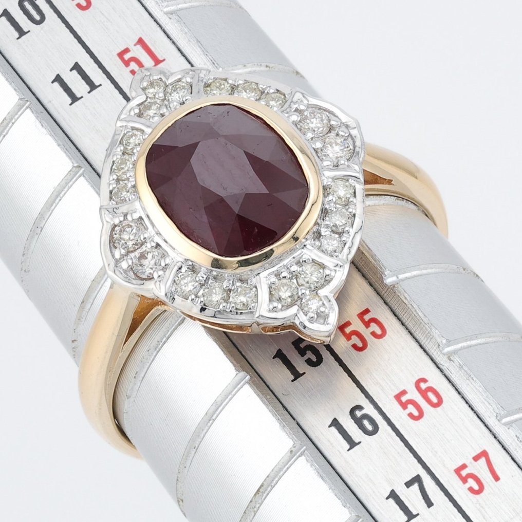 "ALGT" - (Ruby) 2.39 Ct, & Diamond Combo - 14 kt zweifarbig - Ring #2.1