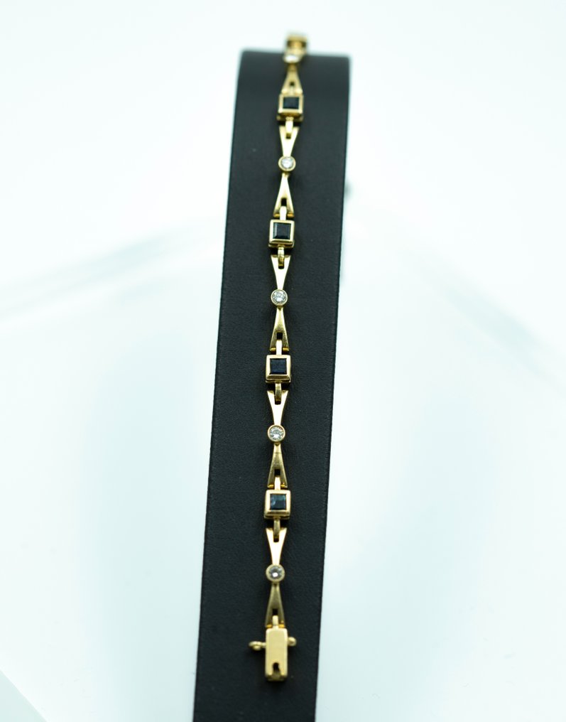 Armband - 18 karaat Geel goud Saffier - Diamant #2.1