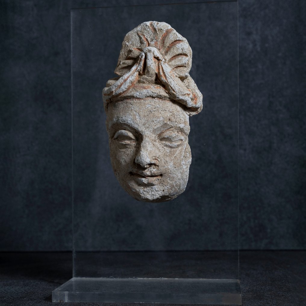 Gandhara Stucco Head of Bodhisattva - 3rd-5th Century AD - 16.5 cm #1.2