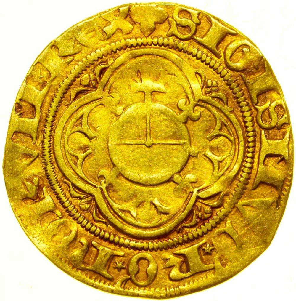 德国. Sigismund (1410-1433). 1 Goldgulden (ND) 1410-1430 Frankfurt, with Certificate, - very rare #1.2