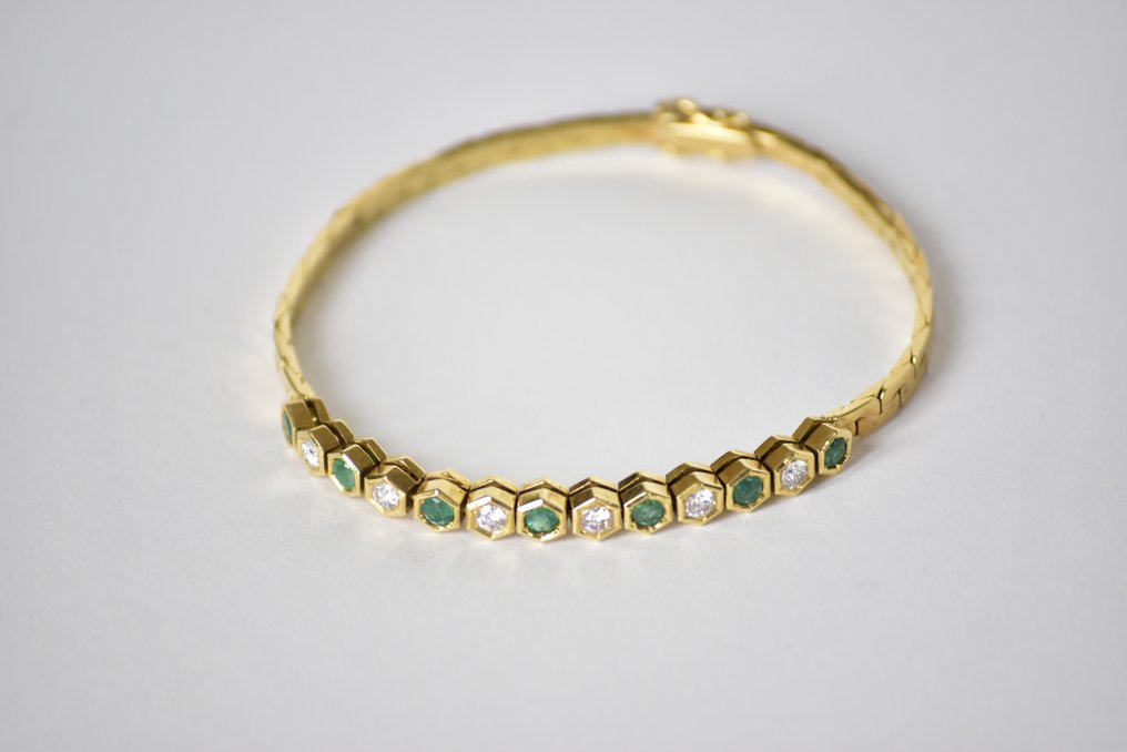 Arm ring - 18 kt. Yellow gold Emerald - Diamond  #1.1