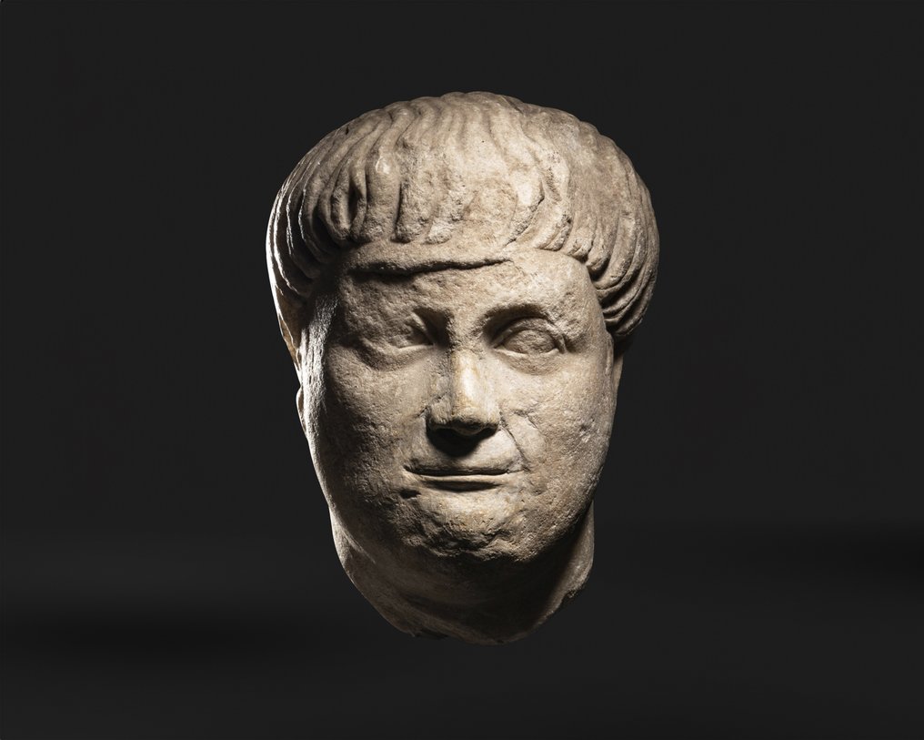 Oud-Romeins, Keizerrijk Marmer Portrethoofd van een man - 26 cm #1.1