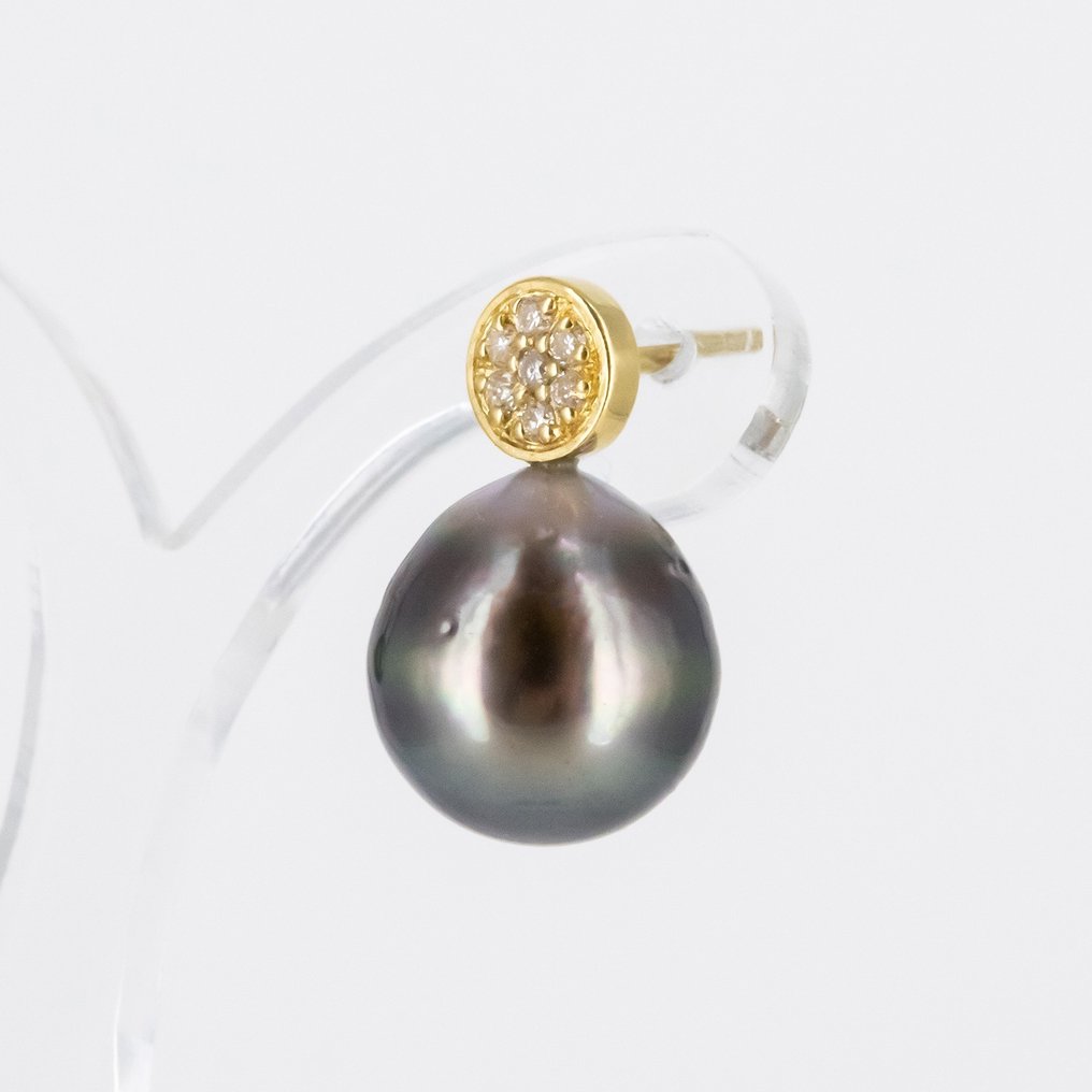 Øreringe - 18 kraat Gulguld Diamant  (Natur) - Perle #2.1