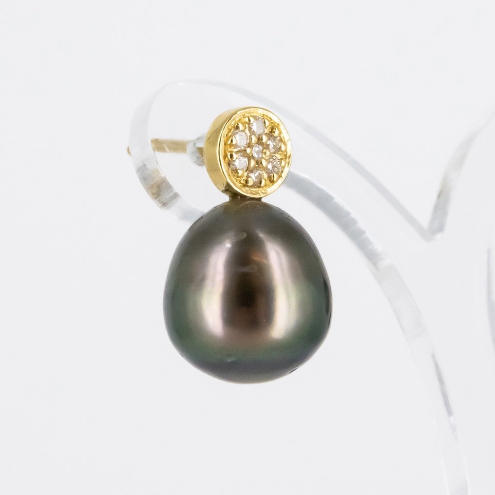Boucles d'oreilles - 18 carats Or jaune Diamant  (Naturelle) - Perle #1.2
