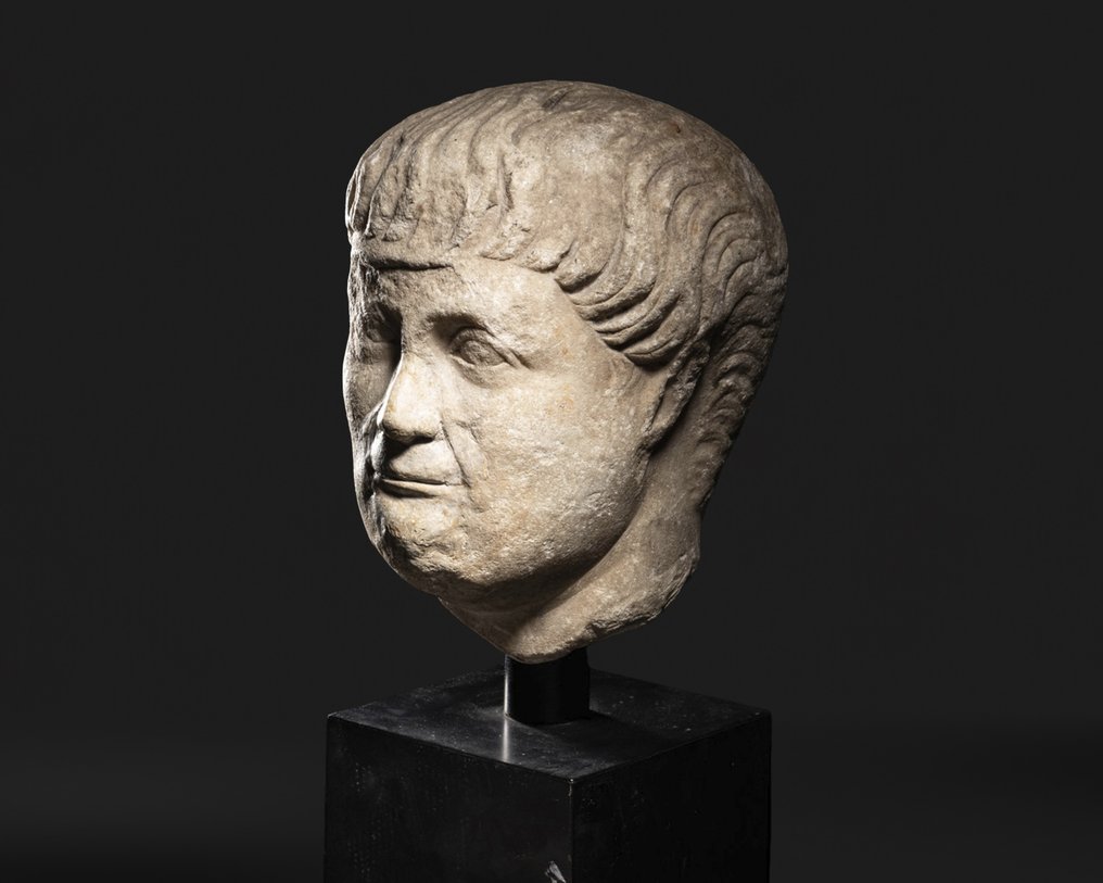 Oud-Romeins, Keizerrijk Marmer Portrethoofd van een man - 26 cm #2.1