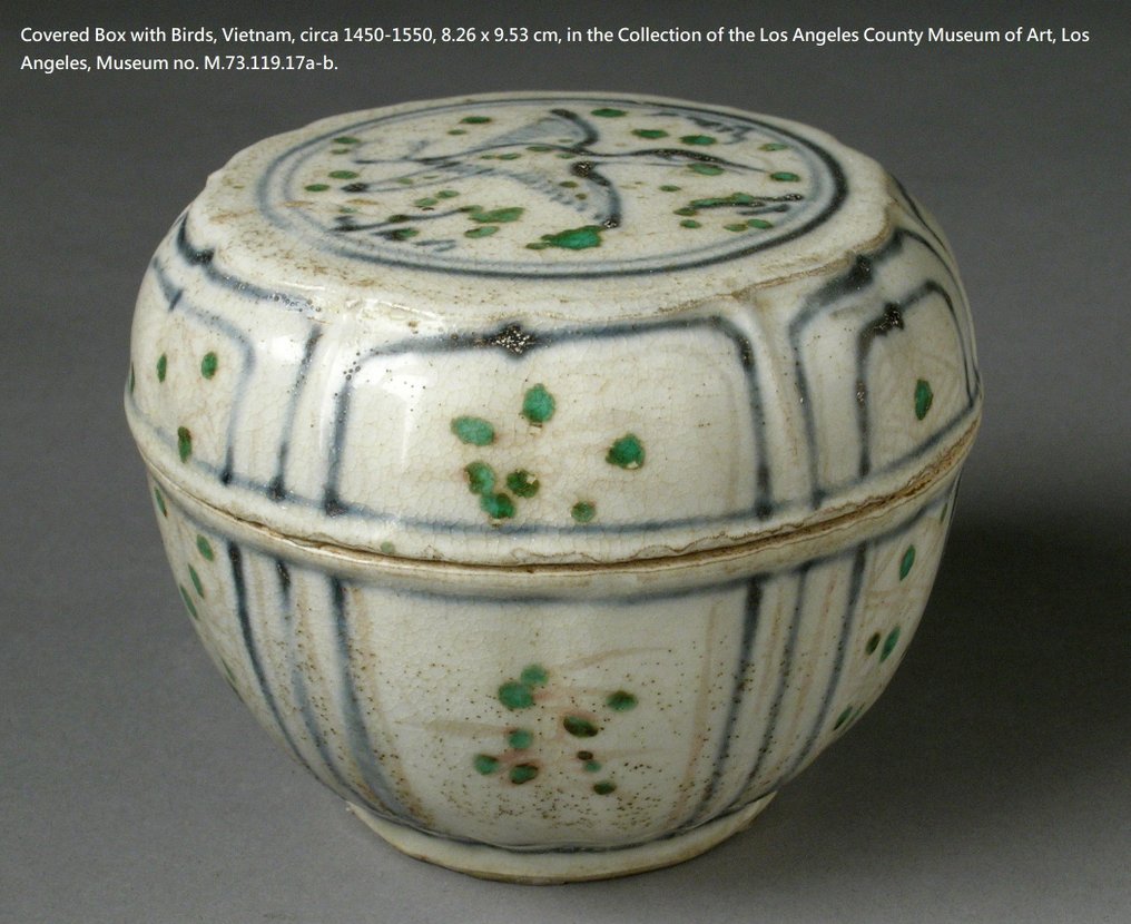 Doboz - Vietnami polikróm borítású doboz virágmintákkal – későbbi Le-dinasztia – 15-16. század - Porcelán #2.1